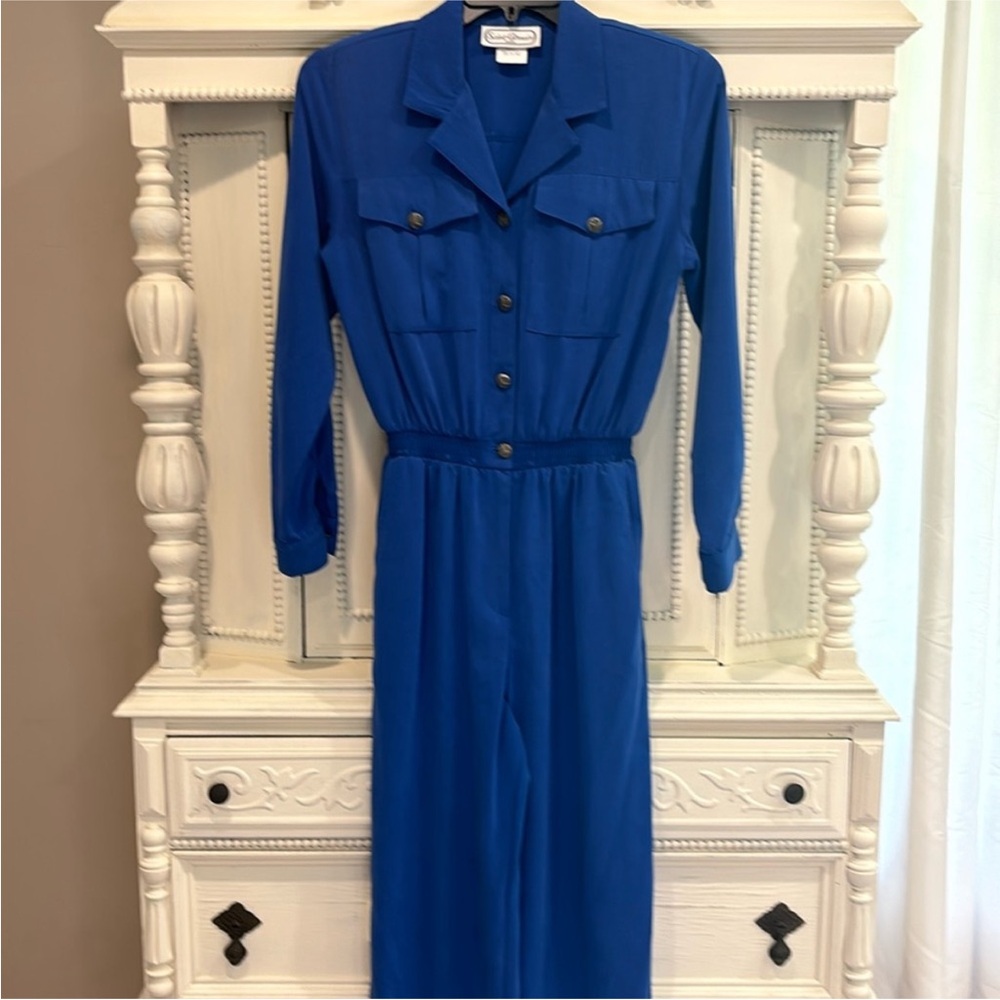 Vintage 1980's Jumpsuit Saint Germain Paris Blue Women's Jumper Size Small